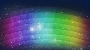 A Rainbow Reaching A Starry Sky. Wallpaper