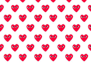 A Red Heart Pattern With Many Eyes Wallpaper