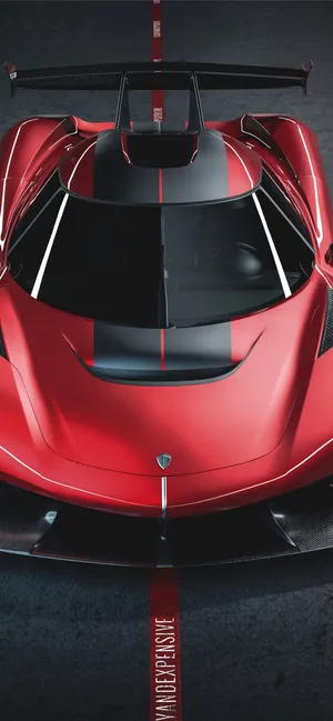 A Red Sports Car With A Black Stripe On The Side Wallpaper