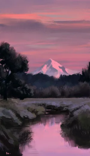 A Refresh, Rejuvenating View Of A Mountain And River. Wallpaper