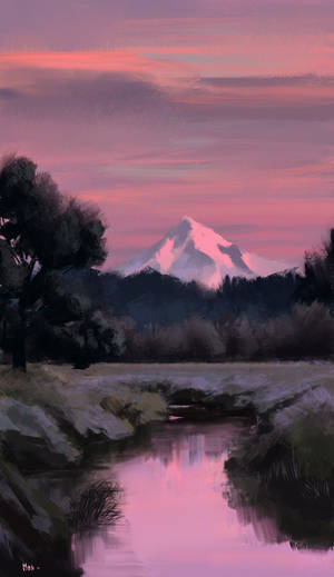 A Refresh, Rejuvenating View Of A Mountain And River. Wallpaper