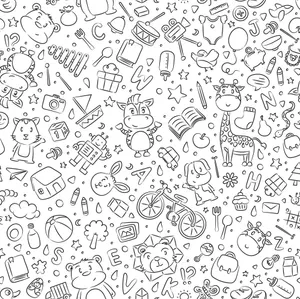 A Seamless Pattern Of Doodles On A White Background Wallpaper