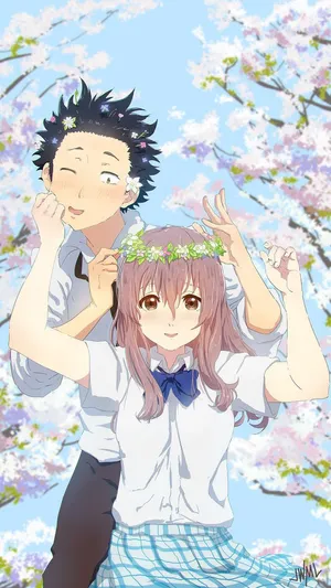 A Silent Voice Couple Fan Art Wallpaper