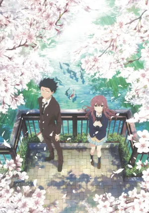 A Silent Voice Couple Sakura Pond Wallpaper