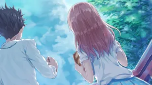A Silent Voice Shoya Shouko Walking Wallpaper