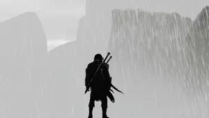 A Silhouette Of A Man Standing In The Rain Wallpaper