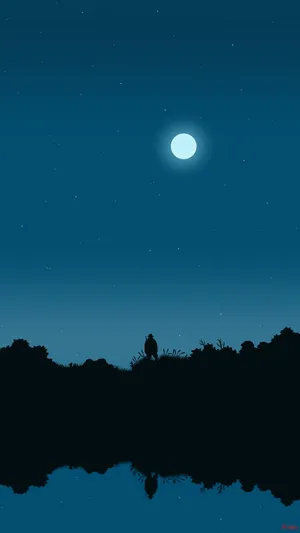 A Silhouette Of A Person Standing In The Water Wallpaper