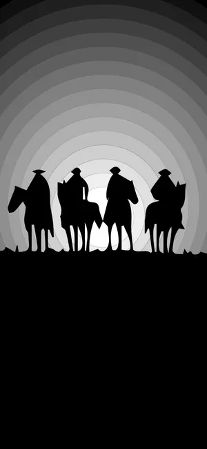 A Solitary Cowboy Silhouette Against A Vibrant Sunset Backdrop On An Iphone Screen Wallpaper