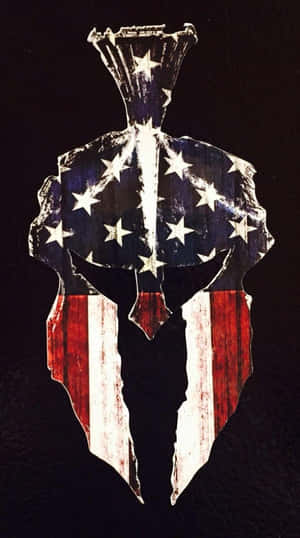 A Spartan Helmet With An American Flag On It Wallpaper