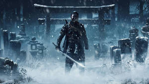 A Stealthy Samurai In The Snow Wallpaper
