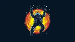 A Stunning Image Of An Astronaut Looking Down At Earth From Space Wallpaper
