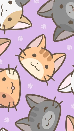 A Sweet And Playful Pattern Featuring A Cute Cat! Wallpaper