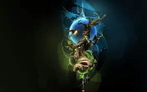 A Tree With A Blue And Green Design Wallpaper