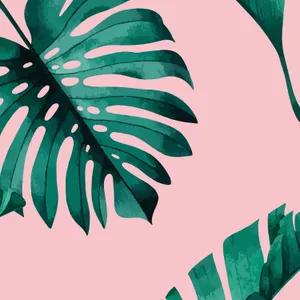 A Tropical Leaf Pattern On A Pink Background Wallpaper