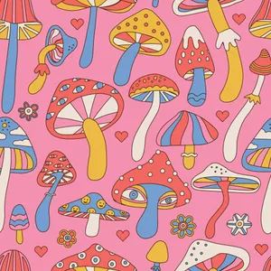 A Vibrant Psychedelic Mushroom In An Alluring Multicolored Environment Wallpaper