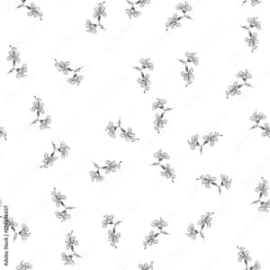 A White Background With Black And White Flowers Wallpaper
