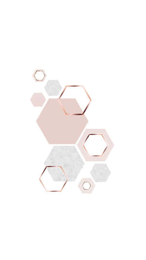 A White Background With Pink And Grey Hexagons Wallpaper