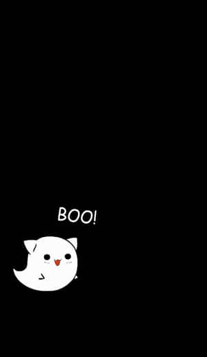 A White Cat With The Words Boo On It Wallpaper