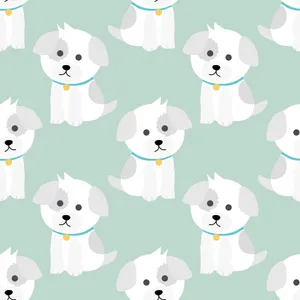 A White Dog Pattern With White Dogs On A Green Background Wallpaper