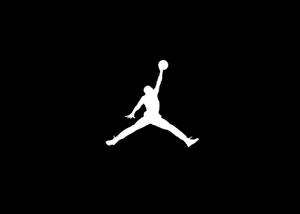 A White Jordan Logo On A Black Background Wallpaper