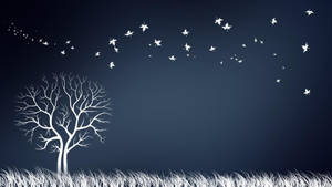 A White Tree Aglow In The Moonlight Wallpaper