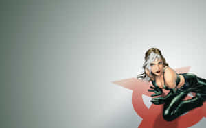 A Woman In Black Leather And A Red Star Wallpaper