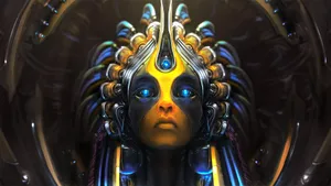 A Woman With A Futuristic Head Wallpaper