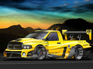 A Yellow Truck On A Road Wallpaper