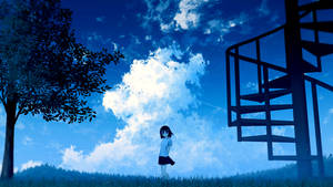 A Young Girl Finding Solace In The Midst Of Cloudy Days. Wallpaper