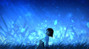 A Young Girl Stands In An Open City Field Wallpaper