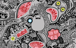 Abstract Doodles Crazy Faces Wallpaper
