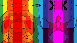 Abstract Image On Rainbow Stripes Wallpaper