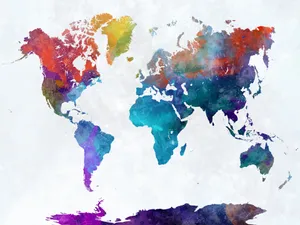 Abstract Minimalist Watercolor World Map Wallpaper