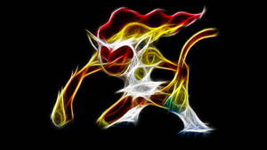 Abstract Neon Outline Infernape Wallpaper