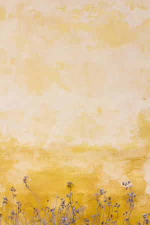Abstract Pastel Yellow Aesthetic With Flowers Wallpaper