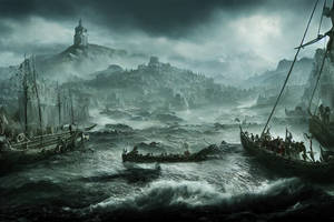 Ac Valhalla Viking Ships Wallpaper