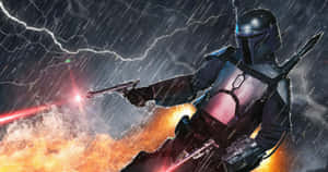 Action The Mandalorian Raining Explosion Wallpaper