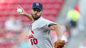 Adam Wainwright Pitching During Game Wallpaper