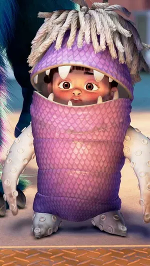 Adorable Boo In Costume From Monsters Inc Movie Wallpaper