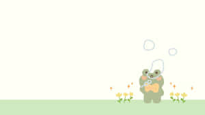 Adorable Frog On A Lily Pad Digital Art Background Wallpaper