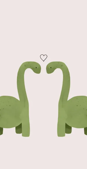 Adorable Green Dinosaur Roaming Through The Magical Forest Wallpaper