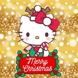 Adorable Hello Kitty Celebrating Christmas | Hello Kitty Christmas Wallpaper Wallpaper