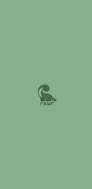 Adorable Kawaii Dinosaur On Green Background For Iphone Wallpaper Wallpaper