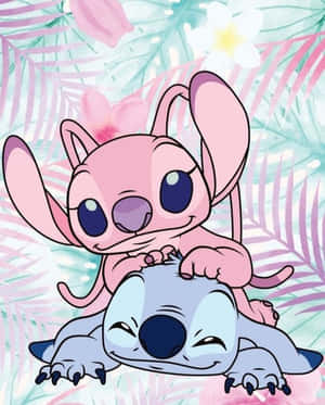 Adorable Stitch And Angel Wallpaper