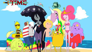 Adventure Time Characters In Beach Wallpaper
