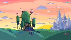 Adventure Time Treehouseat Sunset Wallpaper