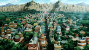 Aerial Digital Art Of Hidden Leaf Village Wallpaper