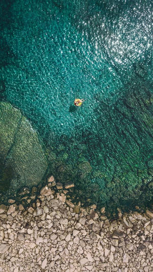 Aerial Shot Sea Water Ios 12 Wallpaper