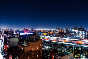 Aerial View Neon City Wallpaper