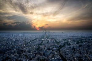 Aerial View Paris At Sunrise Wallpaper